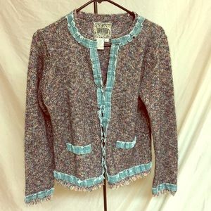 Anthropologie multi color knit cardigan w details